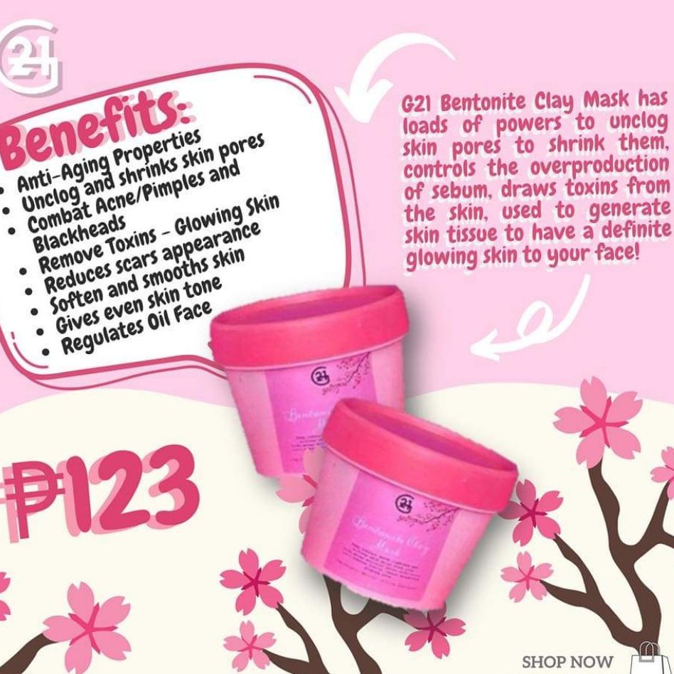 G21 Sakura Bentonite Clay Mask 100g Shopee Philippines