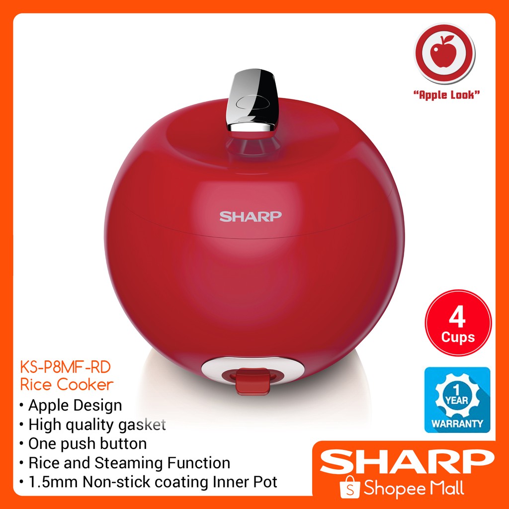 Sharp Apple Shape Rice Cooker KSP8MF 0.7 Liters (4 Cups) Shopee Philippines