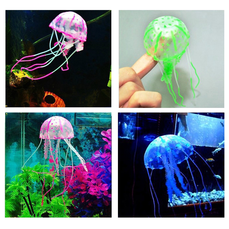 【Fast Delivery】 Soft Colorful Silicone Aquarium Artificial Jellyfish Fluorescent Floating jelly 【Veemm】 #2
