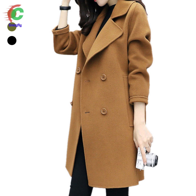 Women Winter Warm Trench Woolen Long Slim Coat Outwear Long Shopee