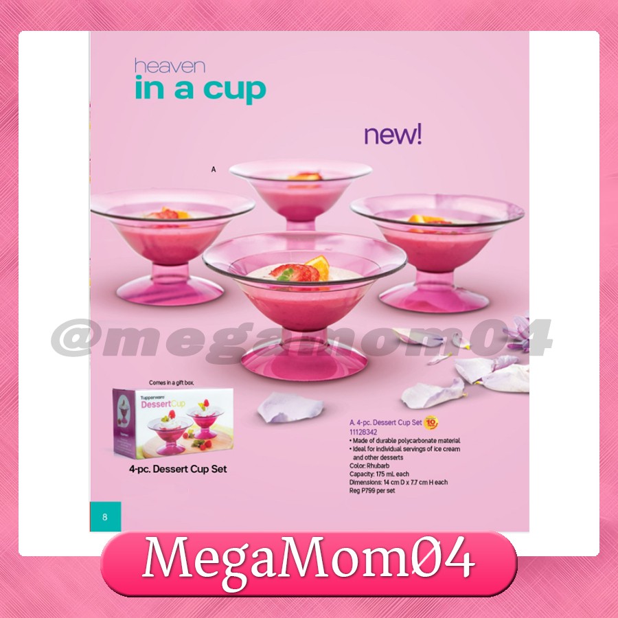 Dessert Cup Set 4pc Tupperware Food Serving Cup holders dinnerware