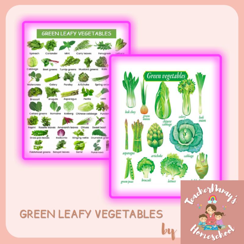 GREEN LEAFY VEGETABLES CHART SMALL/A4 SIZE Shopee Philippines