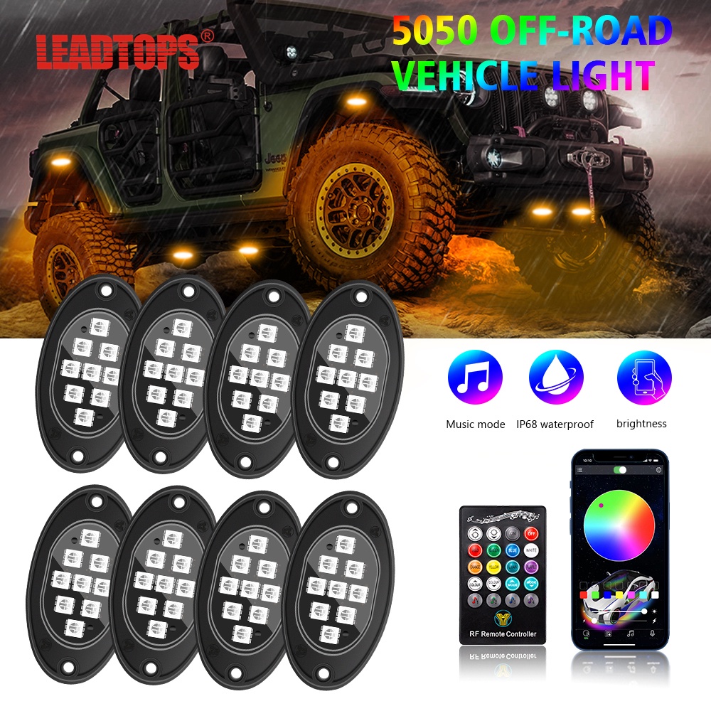 RGB LED Rock Light Multicolor Neon Underglow Waterproof Music Lighting