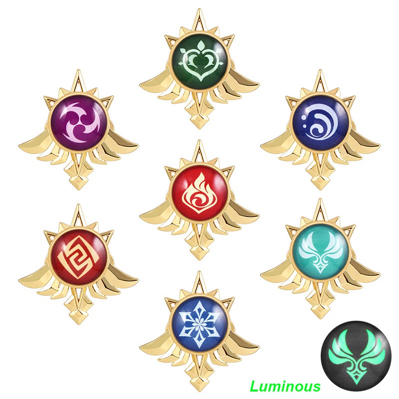 genshin impact brooch eye of god luminous badge genshin impact Matal ...