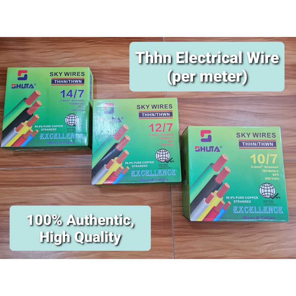 THHN Electrical Wire (per meter)14/7 (2.0mm) 12/7 (3.5mm) 10/7 (5.5mm
