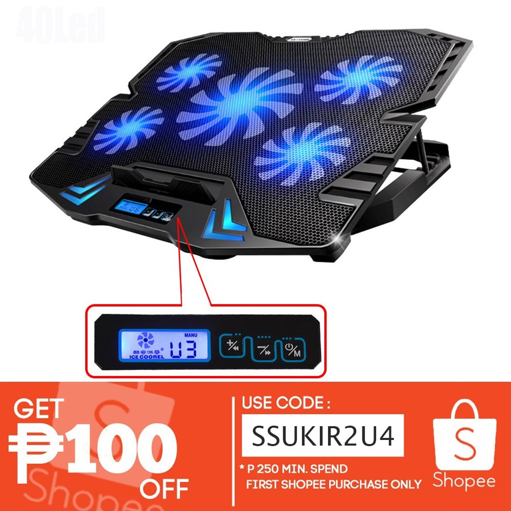 12 17 Laptop Cooling Pad Cooler Pad Mat 5 Quiet Fan Shopee