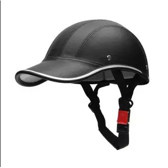 Majome PU Leather Motorcycle Half Face Helmet Baseball Cap For Biker Horse Rider 