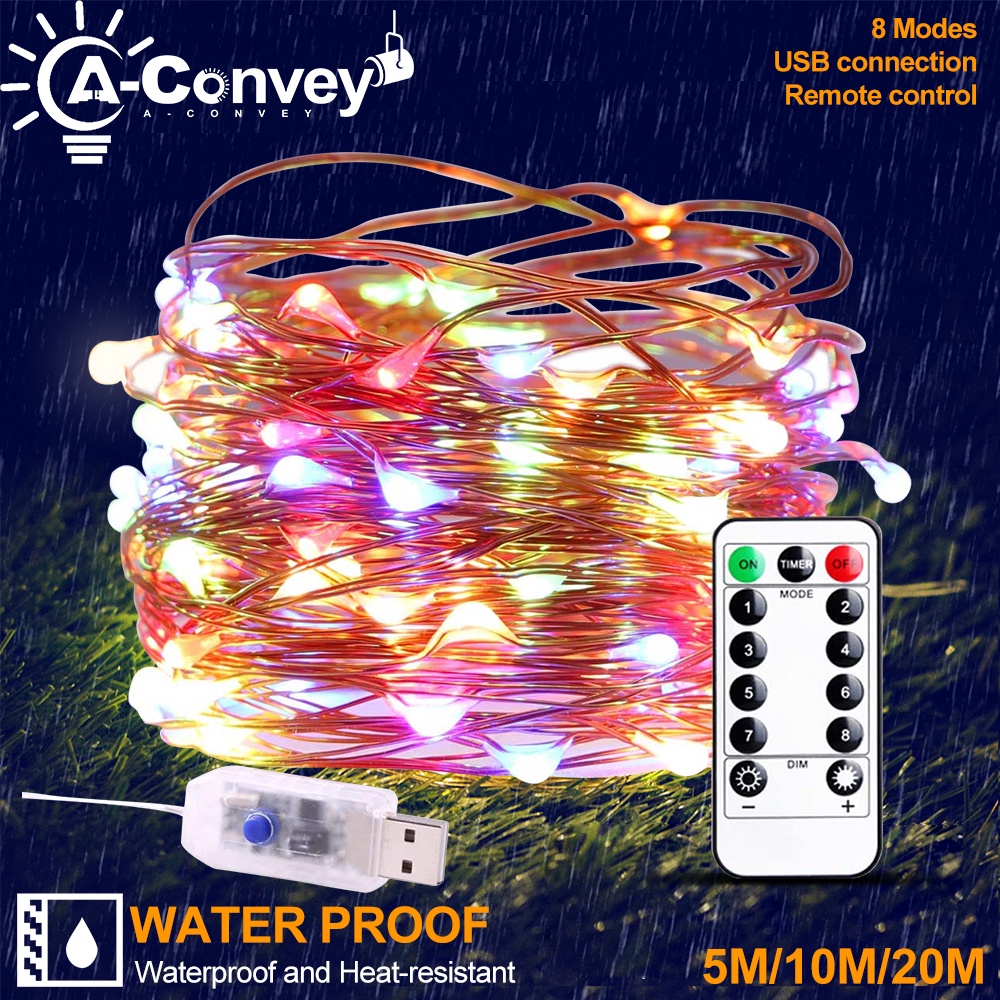 USB LED String Lights Fairy Garland Remote Control 8 Mode 5M/10M/20M