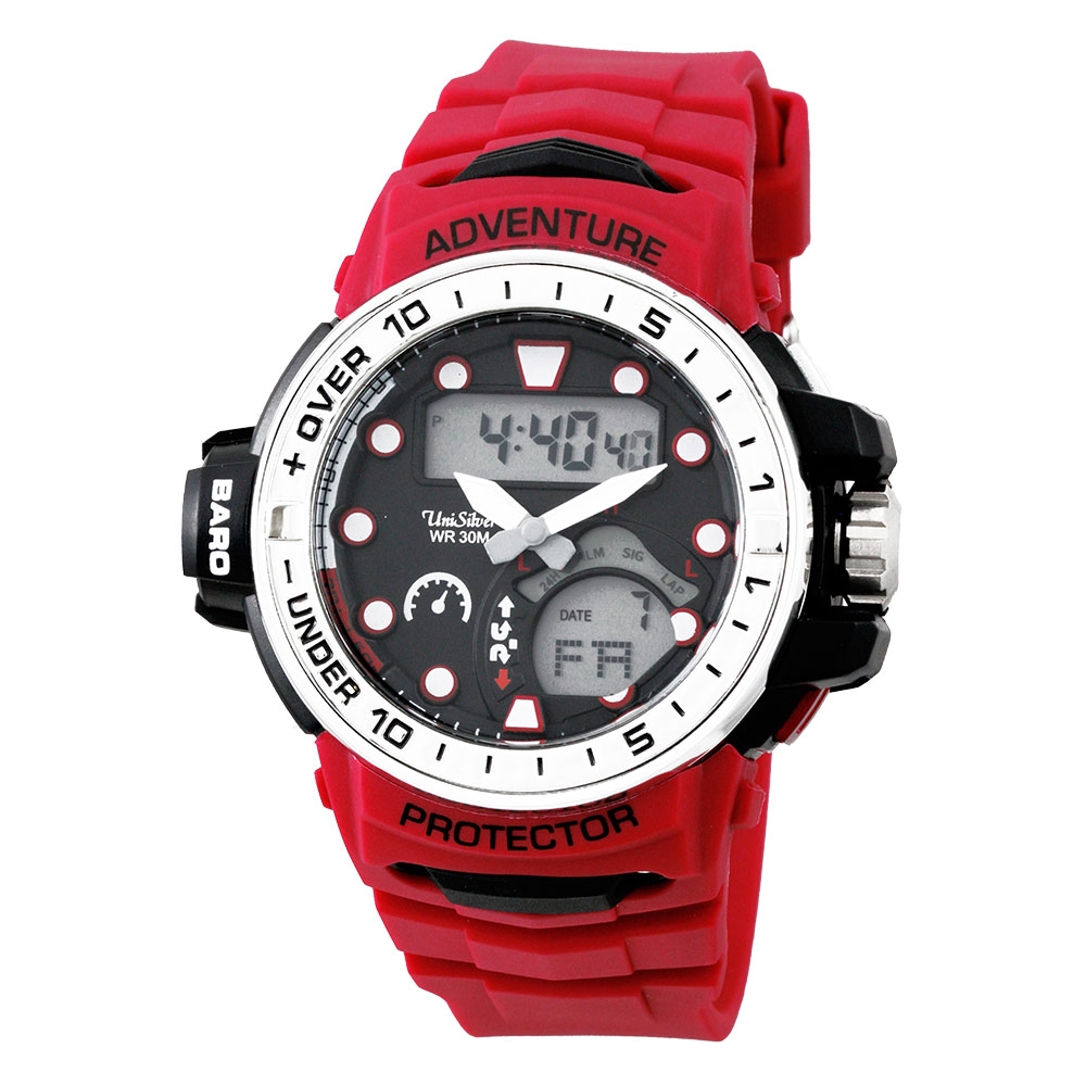 red digital watch