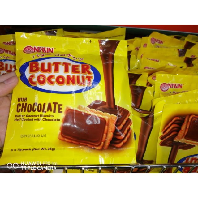 Nissin Butter Coconut biscuits Half Coated with Chocolate Shopee