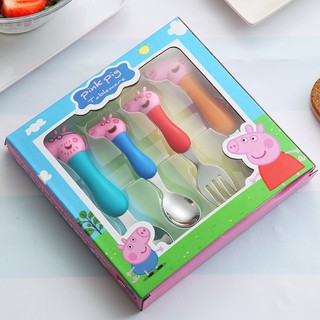 4 PCS/SET Pig Cute Tableware 304 Stainless Spoon and Fork Utensils Set Children Gift