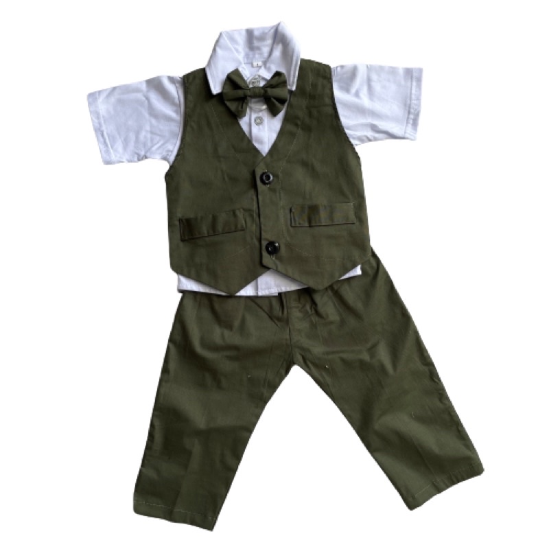 HIJAU Boys Suits army 1 2 3 4 5 6 7 8 9 Years Month vest tuxedo formal army green green Baby Clothes Kids Clothes Cute party party