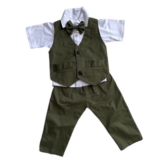HIJAU Boys Suits army 1 2 3 4 5 6 7 8 9 Years Month vest tuxedo formal army green green Baby Clothes Kids Clothes Cute party party #1