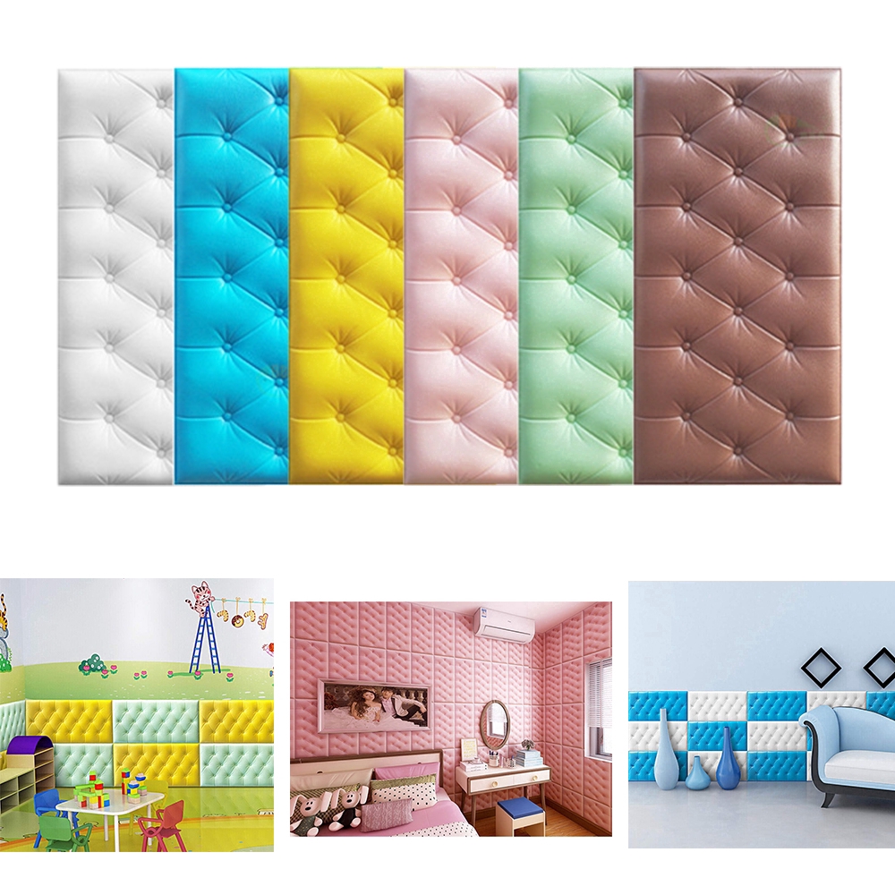 60x30cm 3D DIY Self Adhesive Anticollision Foam Wallpaper / Waterproof