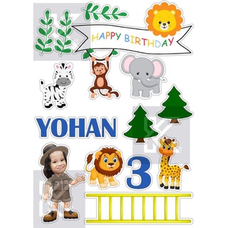 Safari Theme Cake Topper Personalized 100