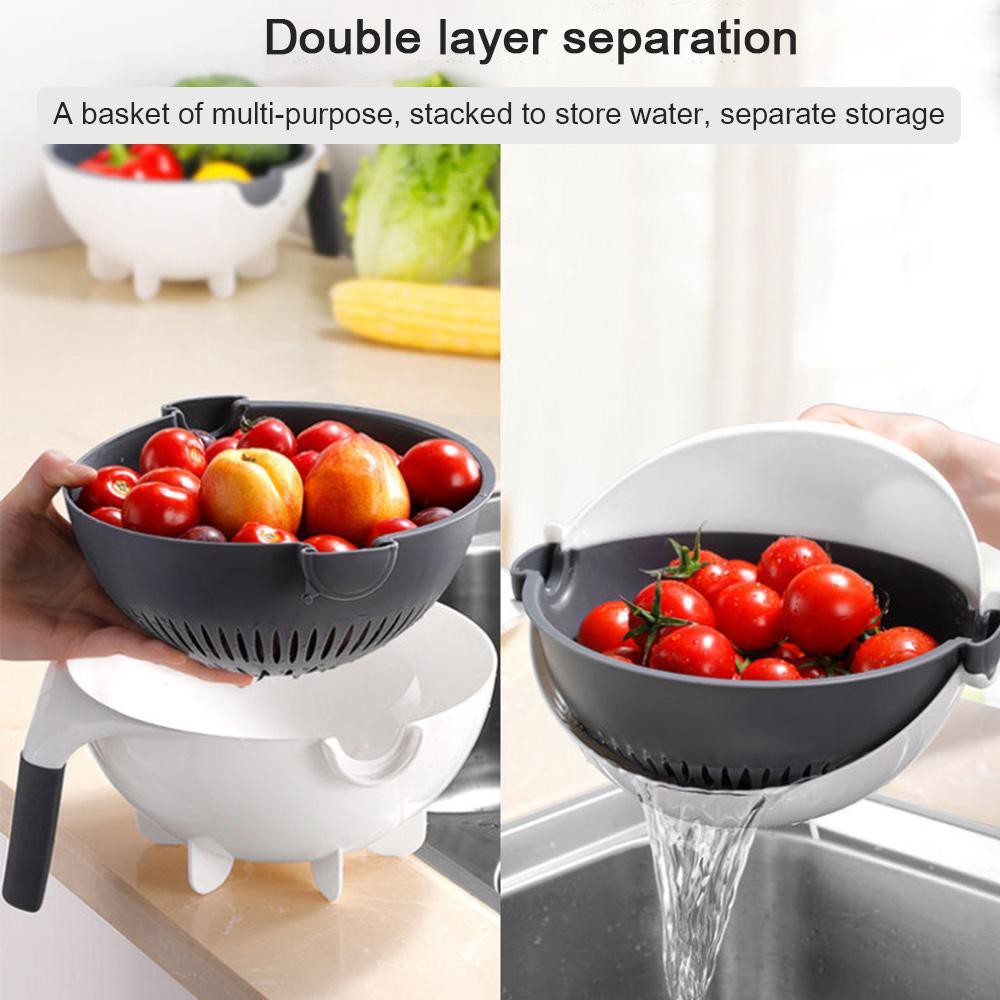 Multifunction Kitchen Wet Basket Vegetable Cutter With Drain Basket Magic Rotate Safety | Shopee Philippines