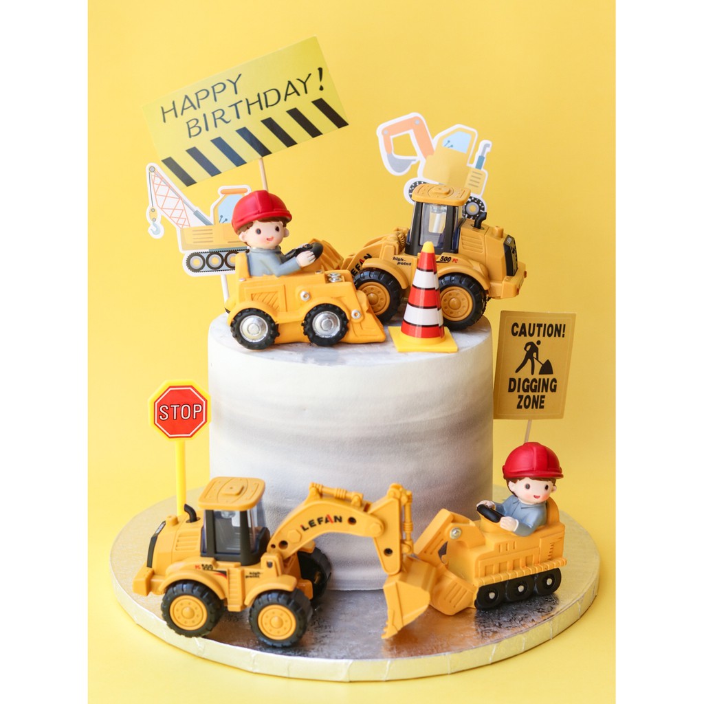 Cake Kit Construction Site Building Excavator Crane Theme Birthday Cake Topper Decoration Plug In Shopee Philippines