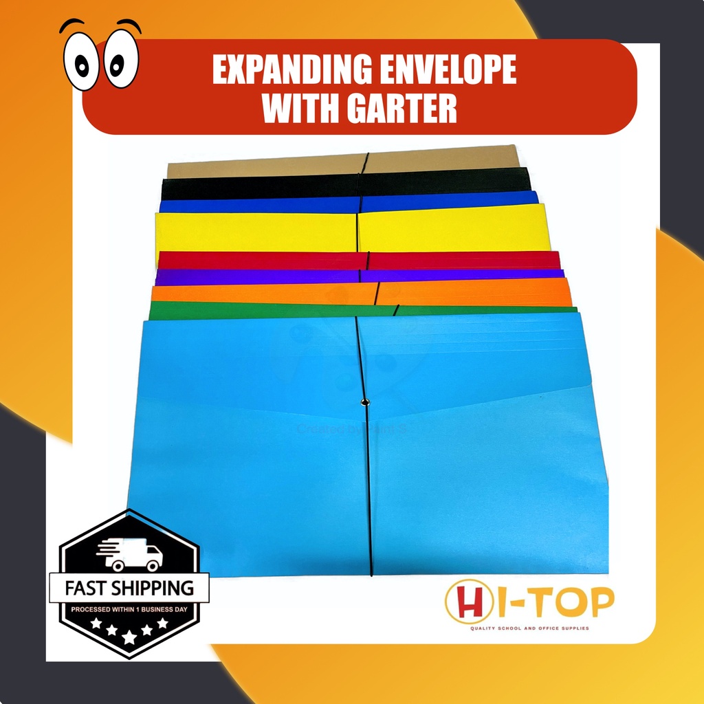 Expandable Envelope Long With Garter & Metal Tab, Sold per 10 pcs, Portfolio Expanding Envelope