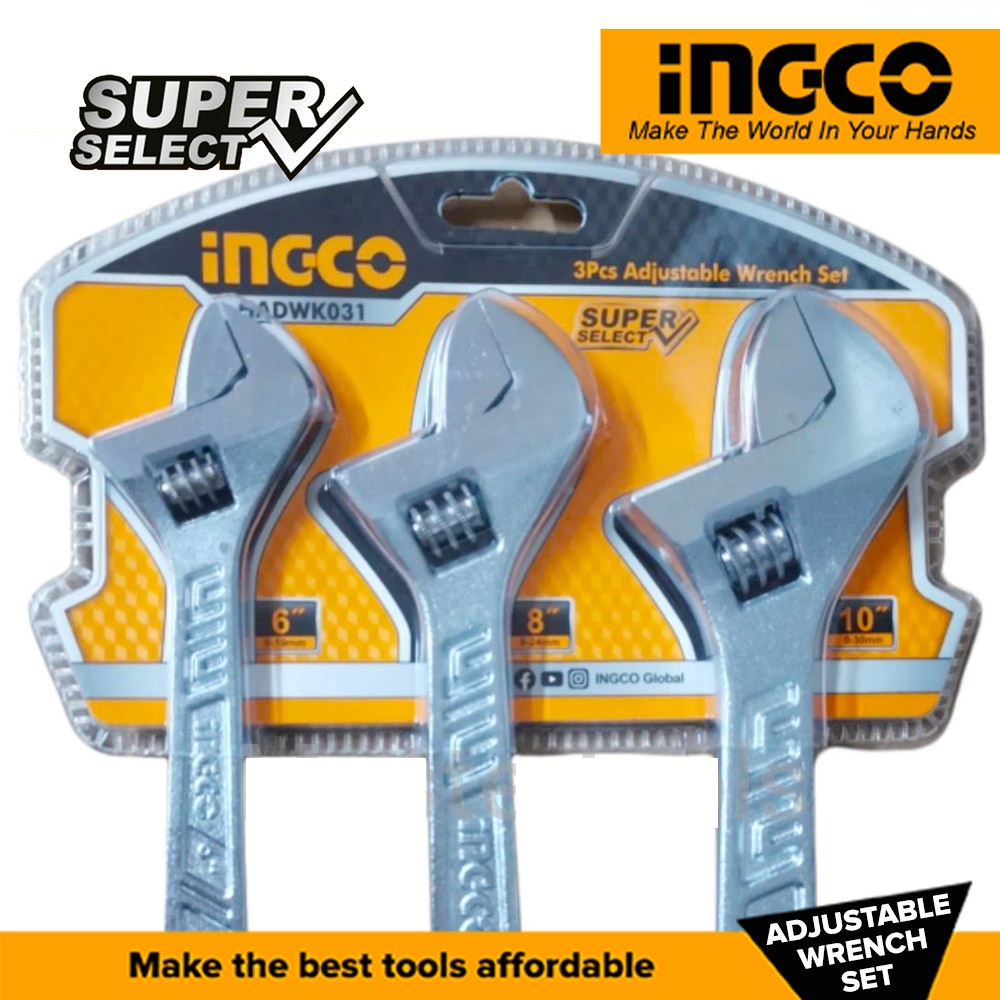 INGCO Adjustable Wrench Set 3 PCS/SET Super Select HADWK031 *ALAN