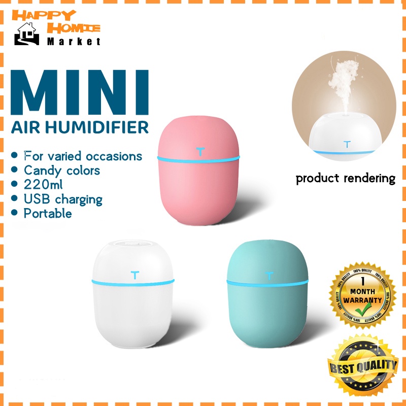 Mini Air Humidifier 220ml Portable USB Cute Air Purifier Ultrasonic ...