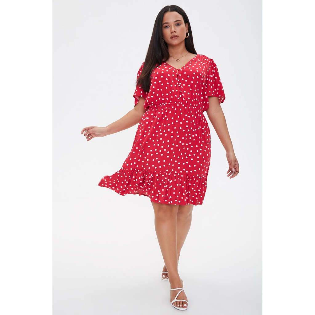 pink polka dot dress plus size