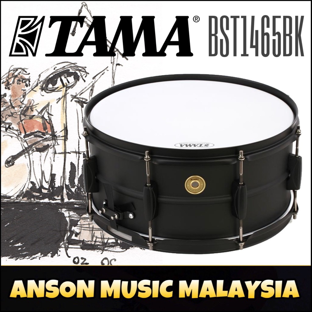 Caisse Claire Tama Metalworks 6.5x14" - Acier Noir Mat - Son Brillant & Graves Doux - Pour Batterie Acoustique