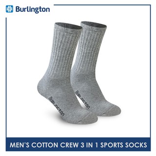 Burlington 0223 Men's Thick Cotton Crew Sports Socks 3 pairs in a pack ...