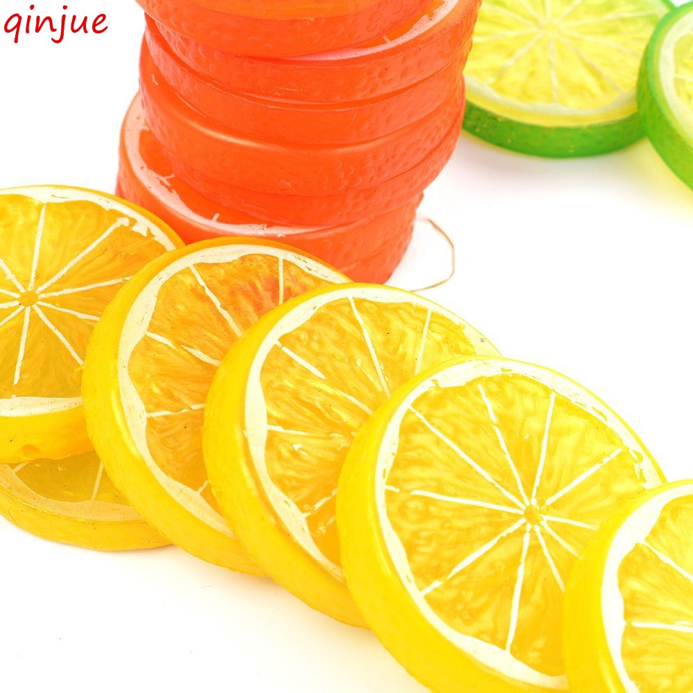 10pcs Plastic Decorative Artificial Lifelike Lemon Slices Fake