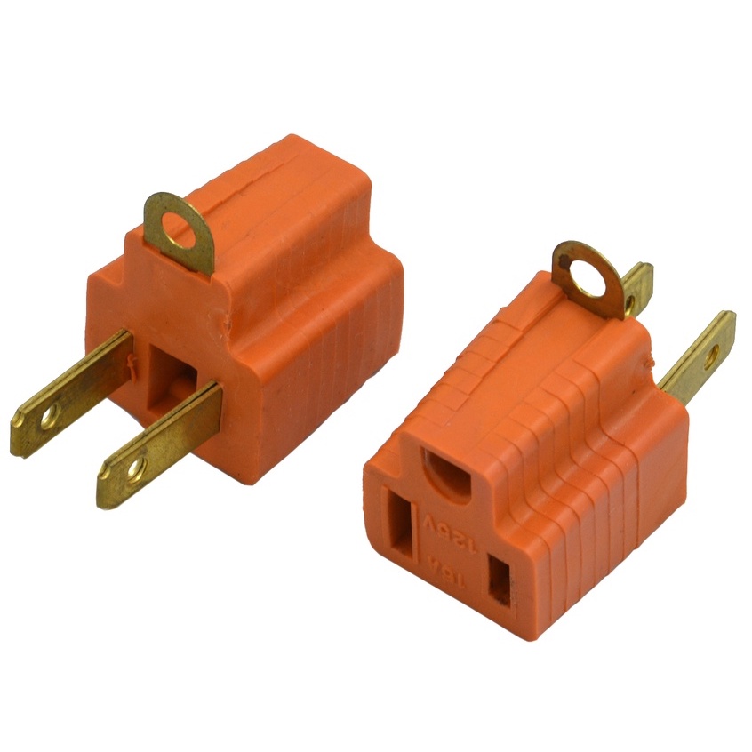 3 Prong to 2 Prong Adapter Plug, 15A 125V, Orange Grounding Adapter ...