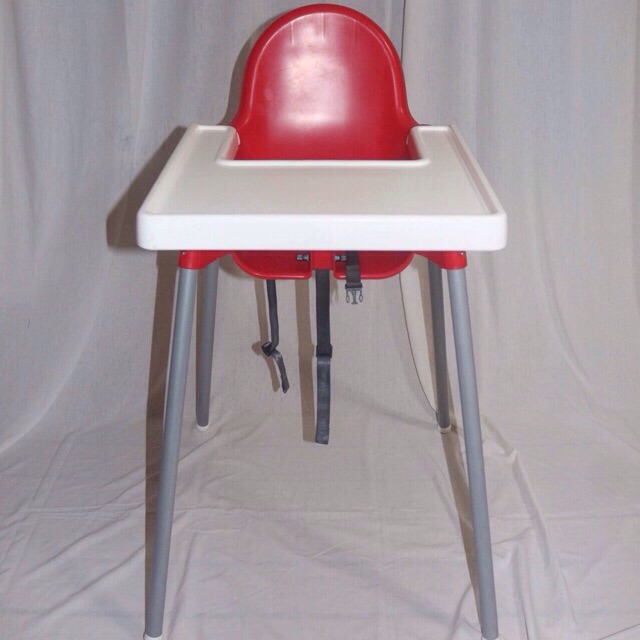 red ikea high chair