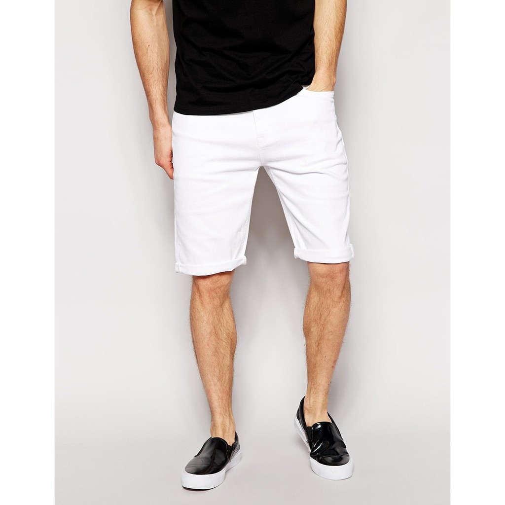 men's white jean shorts