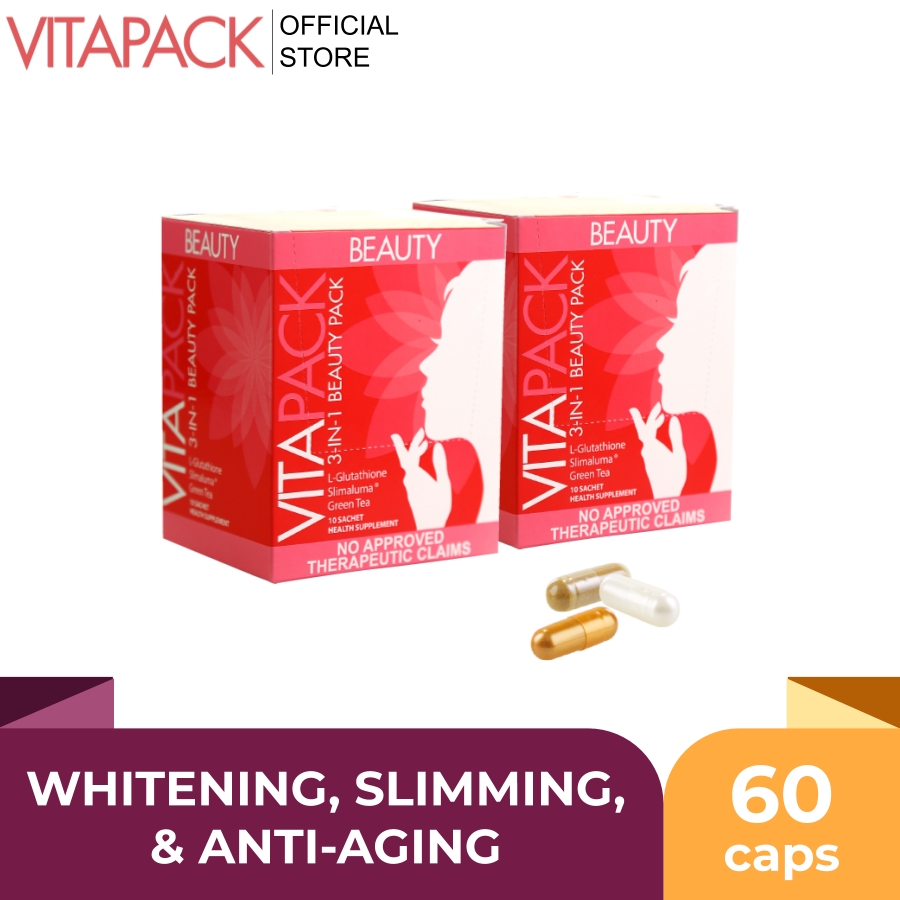 Vitapack 3 In 1 Beauty Whitening Slimming Antiaging Set Of 2 Boxes 60 Caps Shopee Philippines