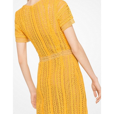 michael kors yellow crochet dress