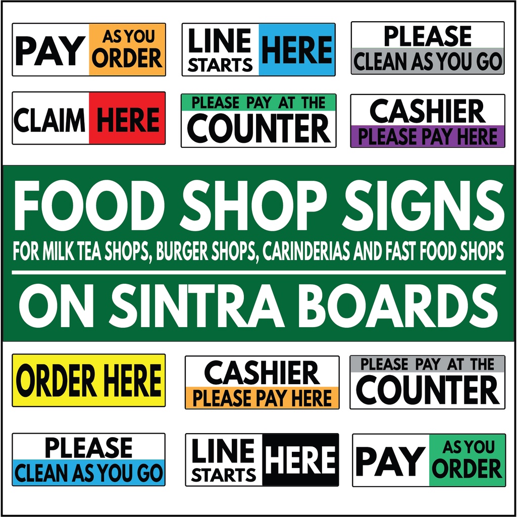 Food Shops, Milk Tea Shops and Fast Food Signages/ Cashier, Claim Here