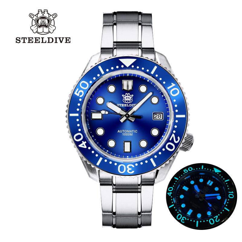 STEELDIVE SD1968 MM300 1000M Waterproof Diver Watch Blue Sapphire