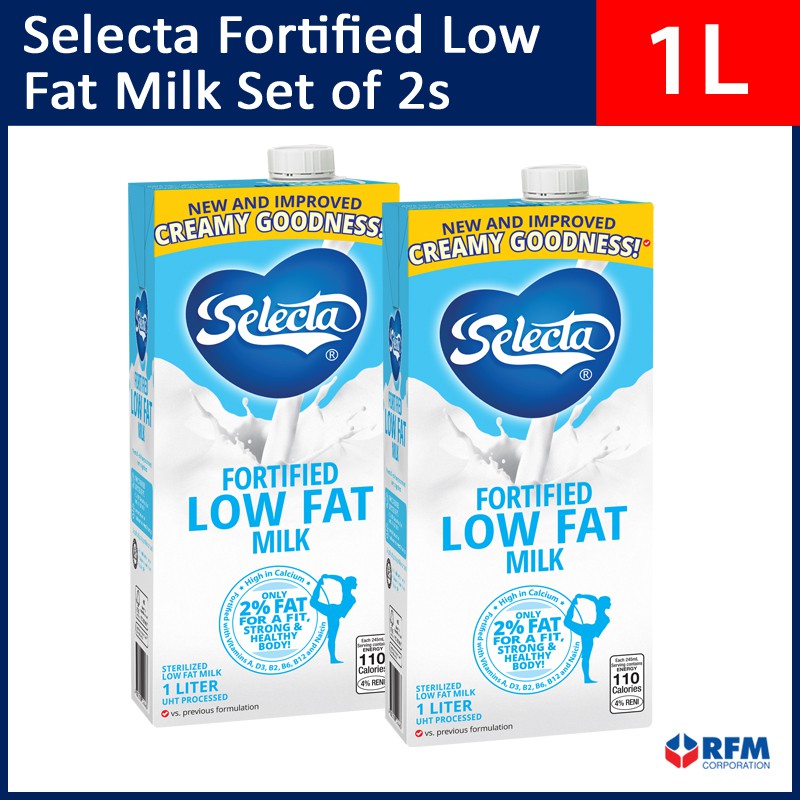 Selecta Fortified Low Fat Milk 1 Liter - Set of 2s | Shopee Philippines