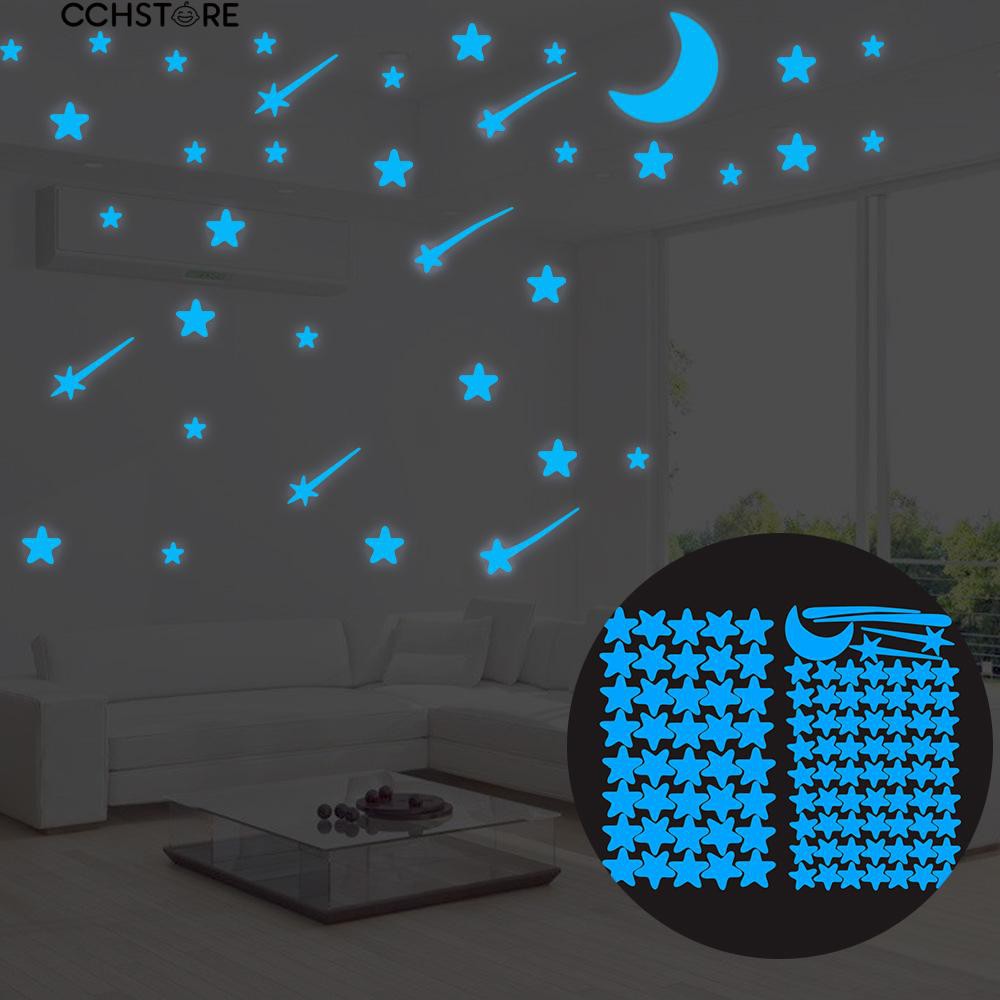 Cch 108pcs Luminous Stars Glow In The Dark Ceiling Wallpapers Kids