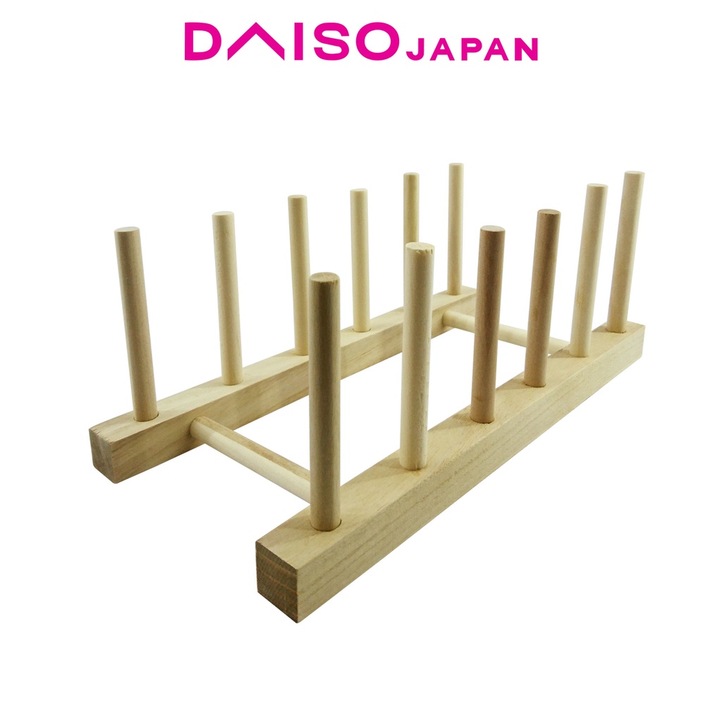 Daiso Wooden Dish Drying Rack 6 pegs Shopee Philippines