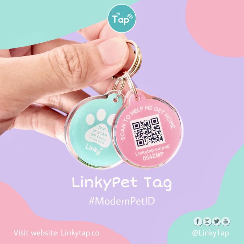 LinkyPet Tag / Pet Finder with NFC and QR code Smart Pet ID Tag