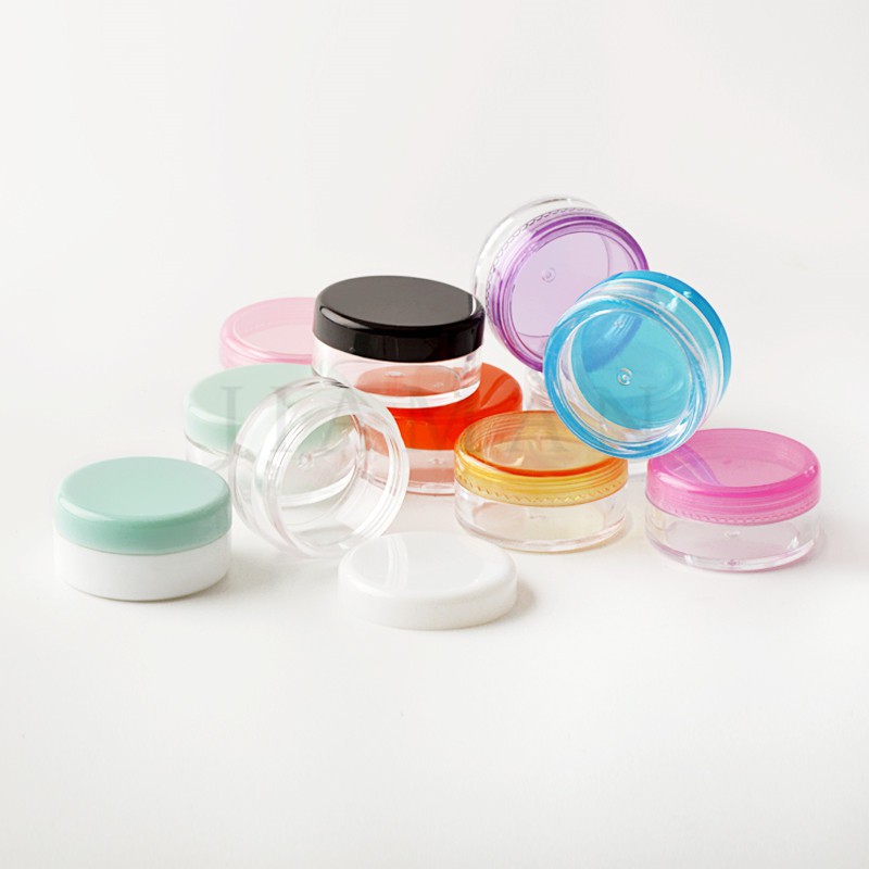 2pcs Clear Cosmetic packaging small box Plastic Bead Containers Round