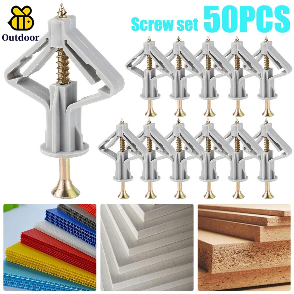 50Pcs Butterfly Shape Expansion Anchor Bolt Kit Wall Curtain Gypsum