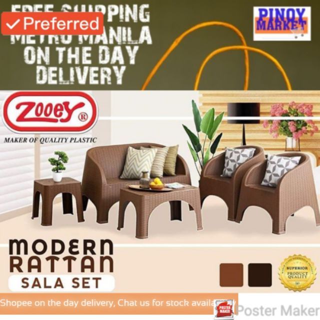 Zooey Modern Rattan Sala Set Free Delivery Metromanila Only Shopee ...