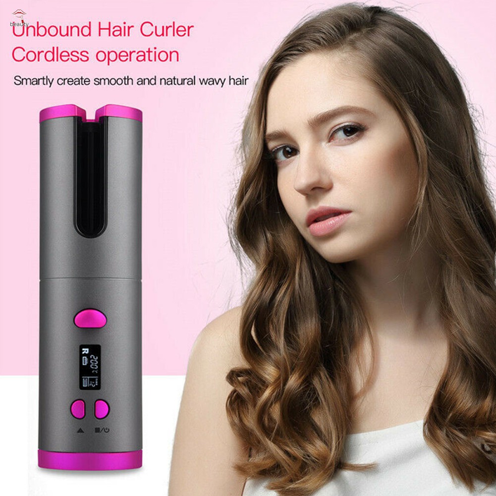 cordless auto rotating hair curler hair waver curling iron wireless lcd ceramic