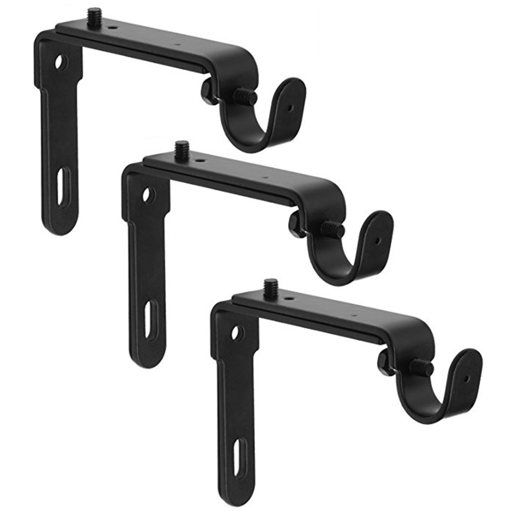 Metal Brackets Holder Curtain Rod Screw Hook Heavy Duty Pole | Shopee ...