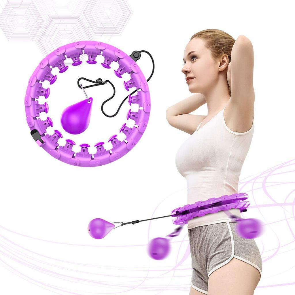 Great for Adults and Beginners Smart Weighted Hoola Fitness Hoops for Adults Weight Loss 24 Detachable Knots 2 in 1 Adomen Fitness Massage 