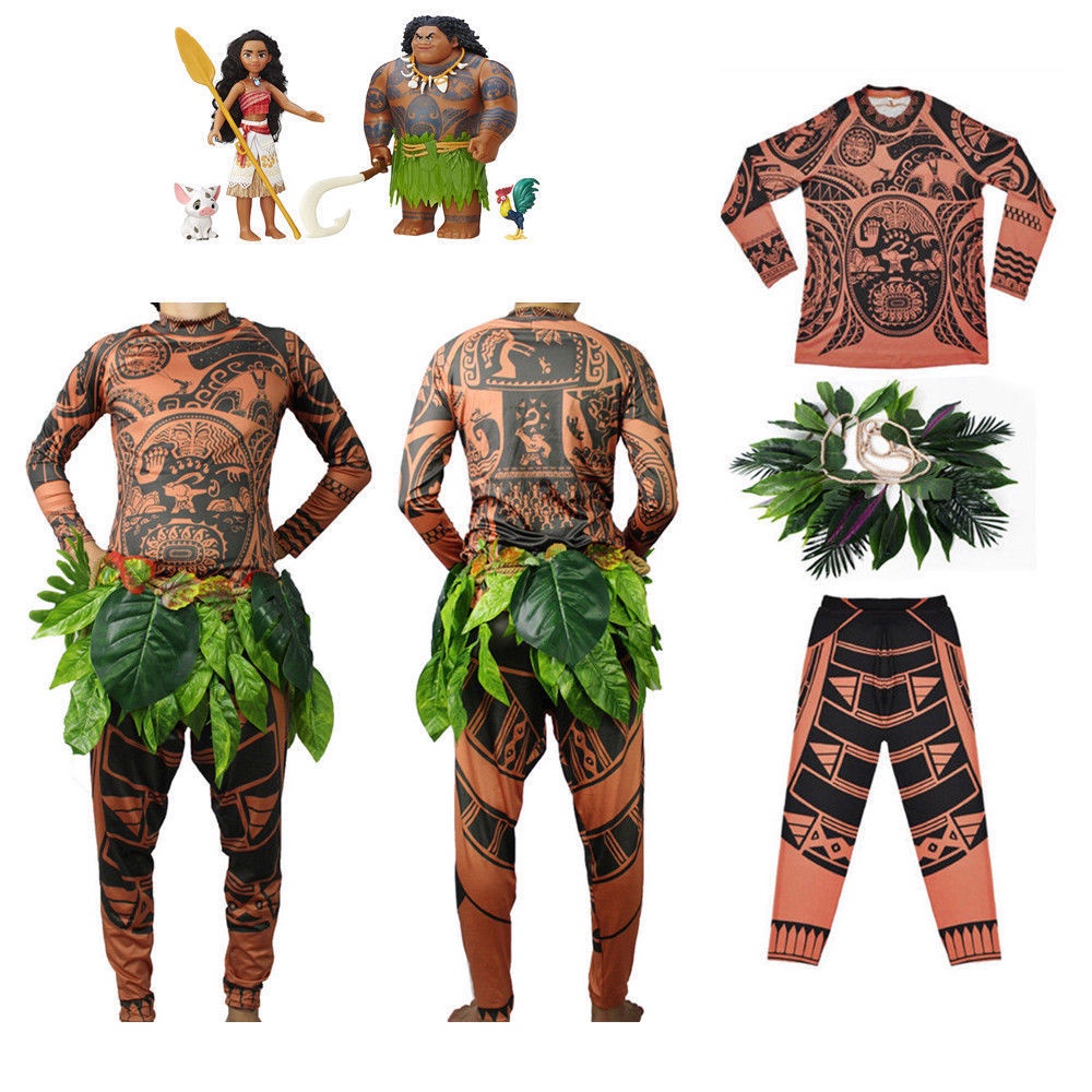 First Quarter Sales 3pcs Moana Maui Tattoo T Shirt Pants Skirts Halloween Adult Mens Cosplay Costum Shopee Philippines