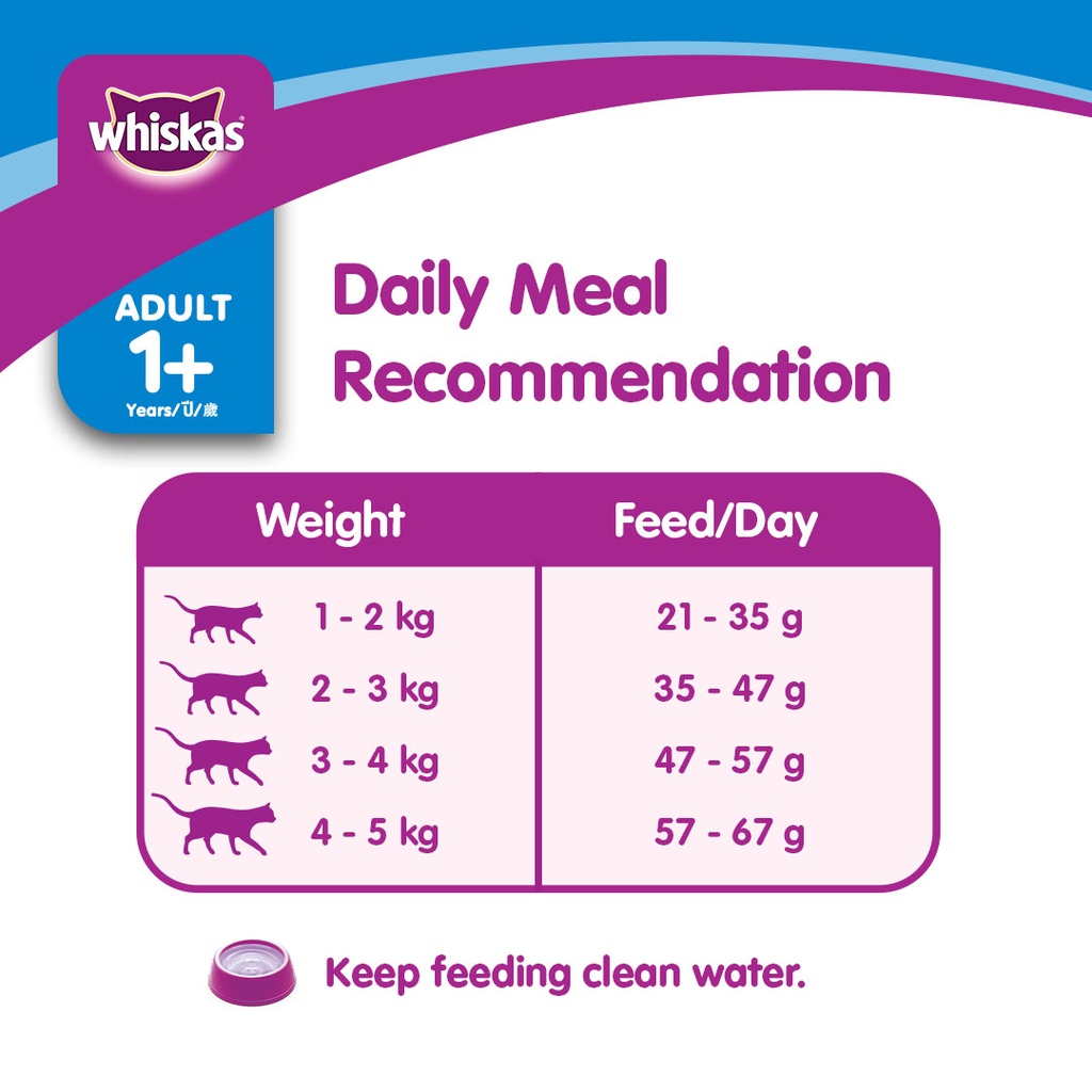 WHISKAS Cat Food Dry Hairball Control Chicken & Tuna 1.1Kg+TEMPTATIONS Cat treats Savory Salmon 75g #4