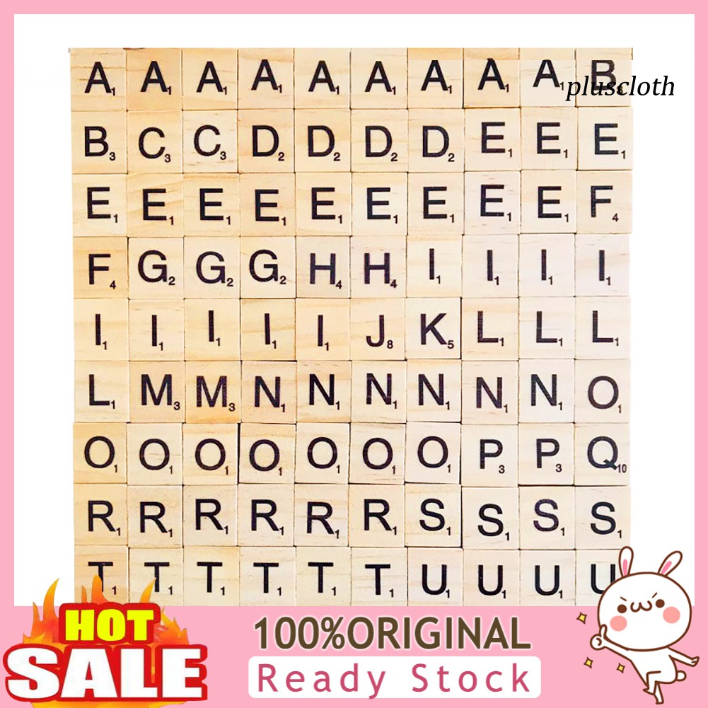 Plu 100pcs Set Diy Wooden Tiles Bolcks Alphabets Letters Crafts Educational Kids Toy Shopee Philippines