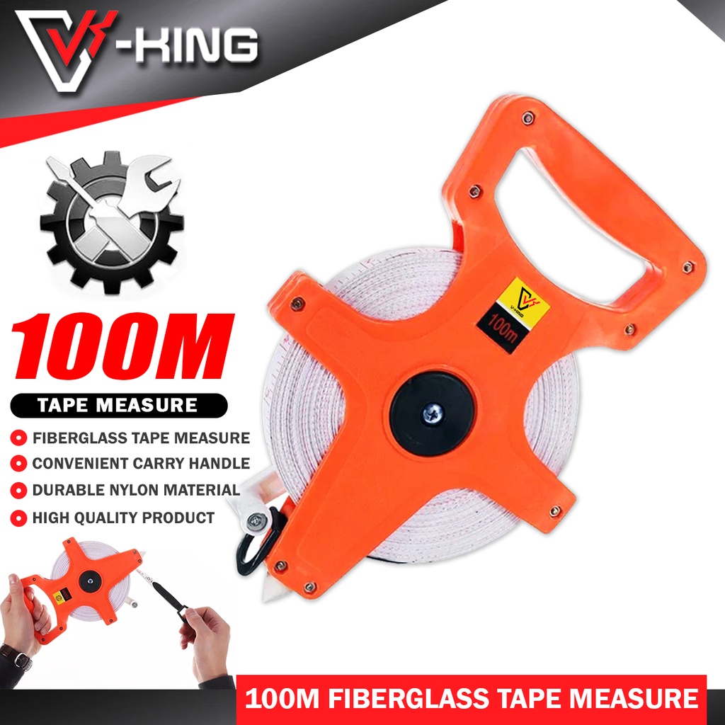 Vking 50m 100m Tape Measure Fiber Glass High Quality Heavy Duty Meter ...