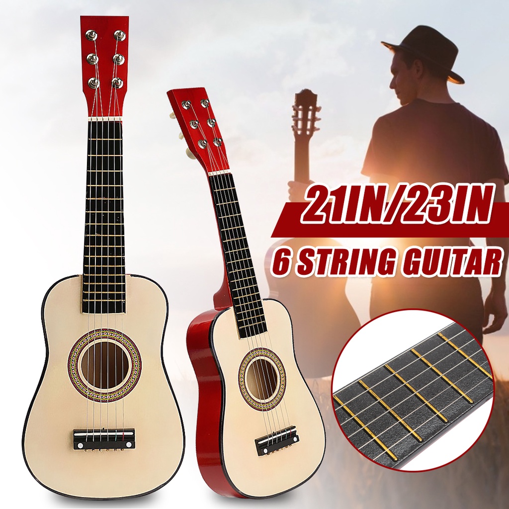 21 Acoustic Guitar 6 String Beginner Wooden Guitar with Extra String and Guitar Pick for Beginner Children 